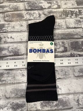 Bombas Crew Socks XL Black Cushioned Honeycomb Arch Support New 1 Pair